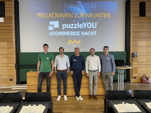 Franz Trescher, Marco Nirschl, Thorsten Otto, Marc Maisch und Jonas Weber bei der puzzleYOU eCommerce-Nacht 2022